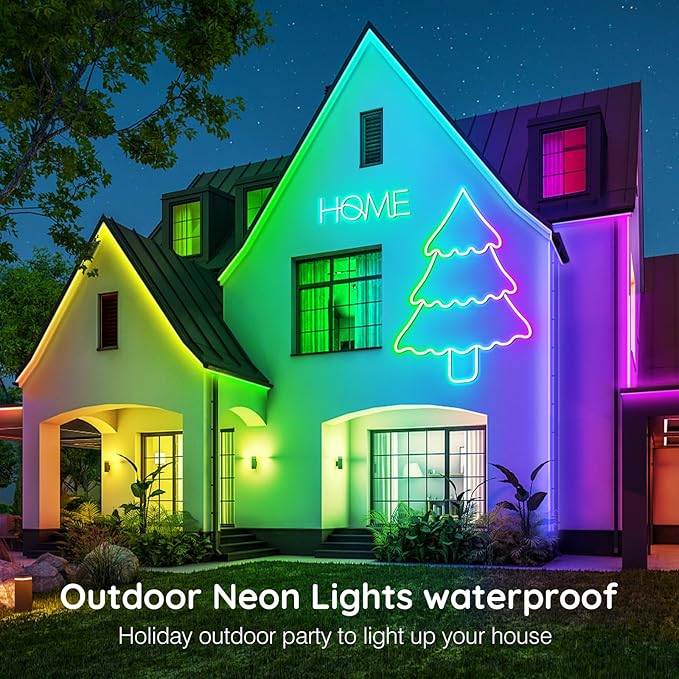 LETIANPAI 100Ft Neon Rope Lights,Flexible Led Rope Lights Control with App/Remote,Multiple Modes Music Sync Gaming RGB Led Neon Lights for Bedroom Outdoor (200FT/60M)