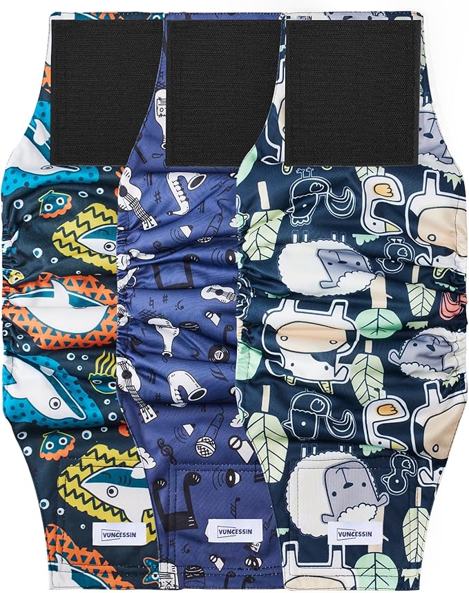 Washable Male Dog Diapers Reusable, Premium Belly Bands for Male Dogs, Pack of 3, High Absorbing Extra Small Male Dog Pee Wraps for Doggie in Incontinence or Excitable Urination and Training(XS)