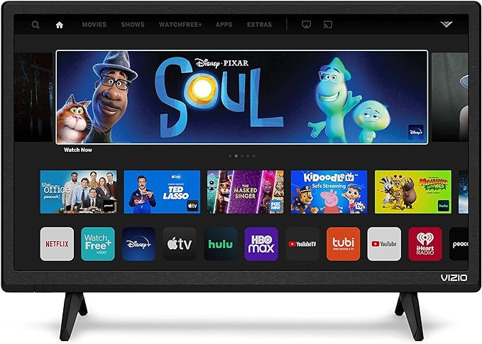 VIZIO 24-inch 1080p Smart TV with Apple AirPlay and Chromecast Built-in, Screen Mirroring for Second Screens, & 150+ Free Streaming Channels, D24f-J09, 2021 Model (Renewed)