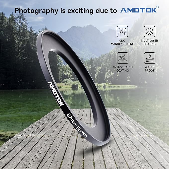 67mm Lens to 86mm Camera Lens Adapter, 67mm to 86mm Filter Step up Ring Adapter
