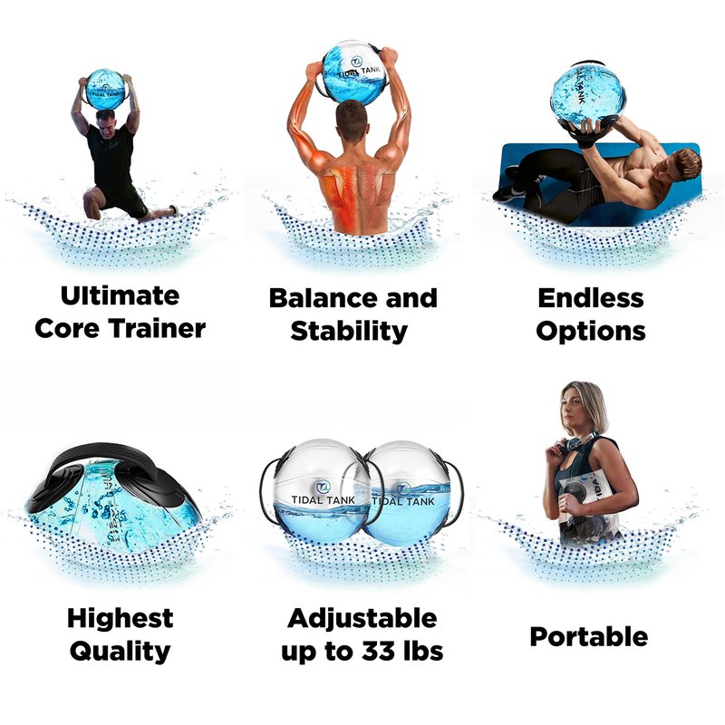 Tidal Tank Sphere Mini - Heavy Bag Aqua Ball, Water Weight - Sandbag Weight Set for Home Gym, Adjustable Sand Bags Weights Workout - Portable Exercise Fitness Equipment - Workout Videos