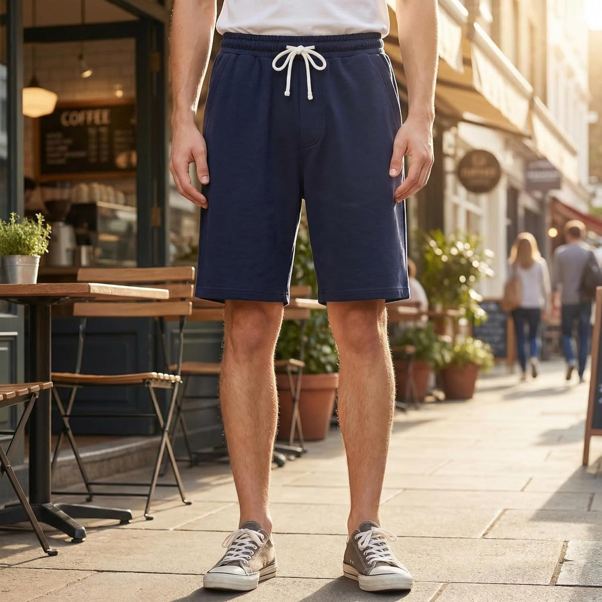 Skiennix Men's Casual Cotton Knit Jogger Shorts - Comfortable Drawstring Design | Perfect for Gym & Leisure