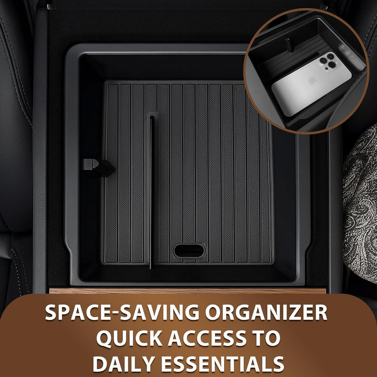 Center Console Organizer Tray for Tesla Model Y Juniper Accessories 2025 2026 and Model 3 Highland Accessories 2024 2025 2026 for Tesla Accessories Cup Holder Matte Black (3PCS)
