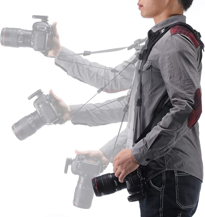Double Shoulder Camera Strap Harness Quick Release Adjustable Dual Camera