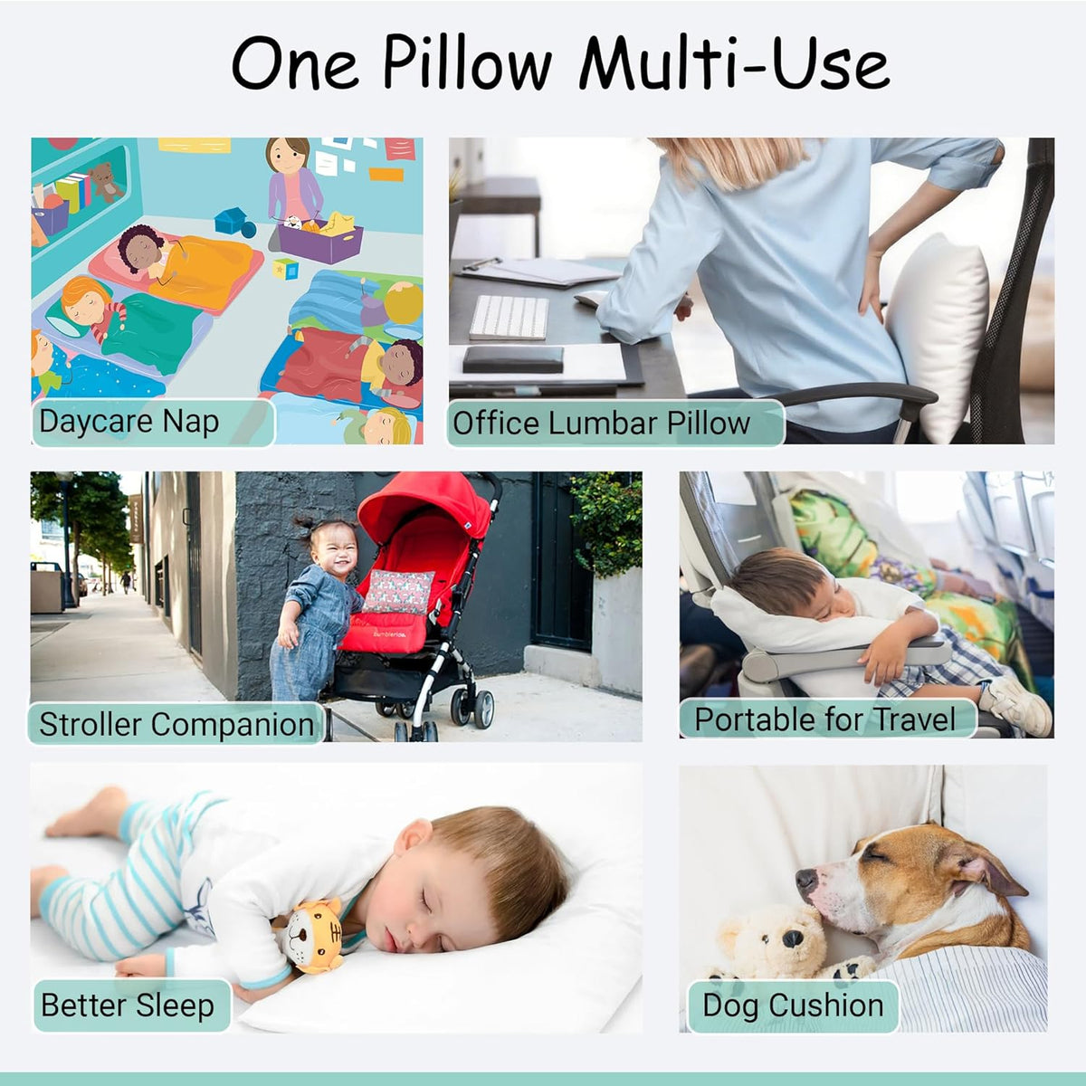 ZPECC Toddler Pillow with Pillowcase 2 Pack - 13x18 Organic Cotton Small Kids Pillow, Soft Breathable Bed Pillows for Sleeping Travel School Nap (Intended for Age 2 and up) Dinosaur