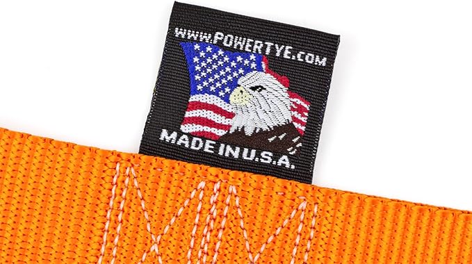 PowerTye 1.5in x 7ft Ergonomic Locking Ratchet Straps with Heavy-Duty S-Hooks - Made in USA - 1,000 lb. Working Load Limit / 3,000 lb. Breaking Strength - Orange (Pair)