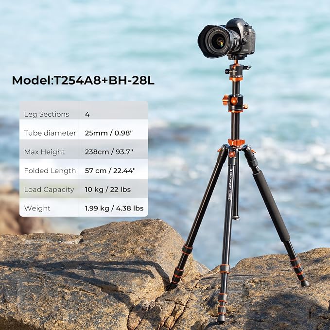 K&F CONCEPT 94 Inch Camera Tripods 4 Section Ultra High Aluminum Professional