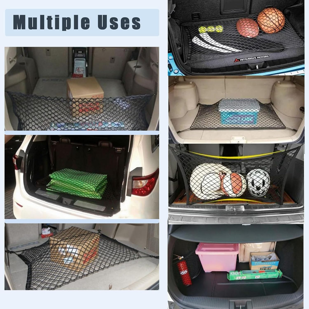 Truck Bed Cargo Net Nylon Universal Heavy Duty Truck Storage Mesh Pouch Pickup Cargo Organizer Trunk Mesh Cargo Net (51x18 Inch)