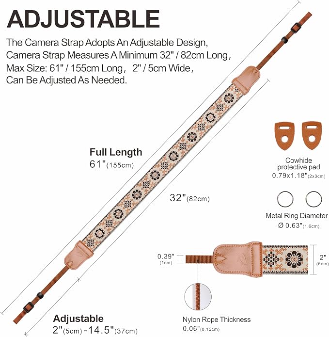 Padwa Lifestyle Elegant Brown Floral Camera Strap