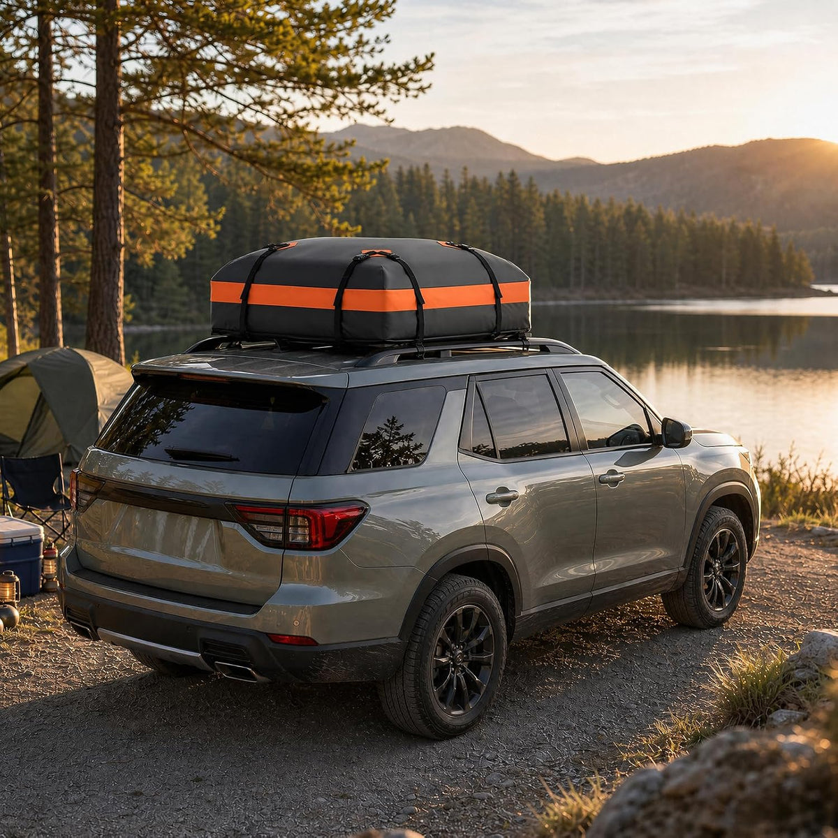 15 Cubic Feet Heavy Duty Waterproof Car Rooftop Cargo Carrier Bag | for All Vehicles with/without Rack, Includes Anti-Slip Mat, Reinforced Straps, Door Hooks, Storage &amp; Luggage Lock