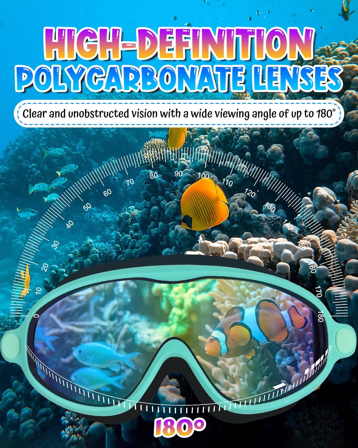 Rantizon Swim Goggles - Wide View Anti-Fog & UV Protection | No Leak Design for Adults & Kids