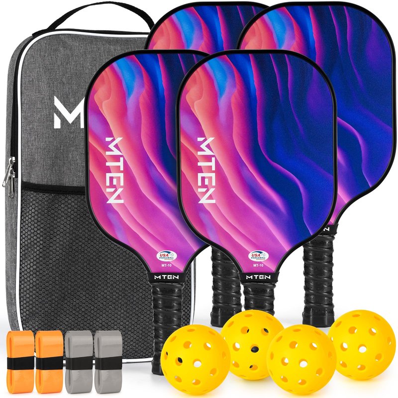 Pickleball Paddles, Pickleball Paddles Set of 4, USAPA Approved Fiberglass Set, 4 Paddles, 4 Outdoor Balls, 1 Bag, Pickleball