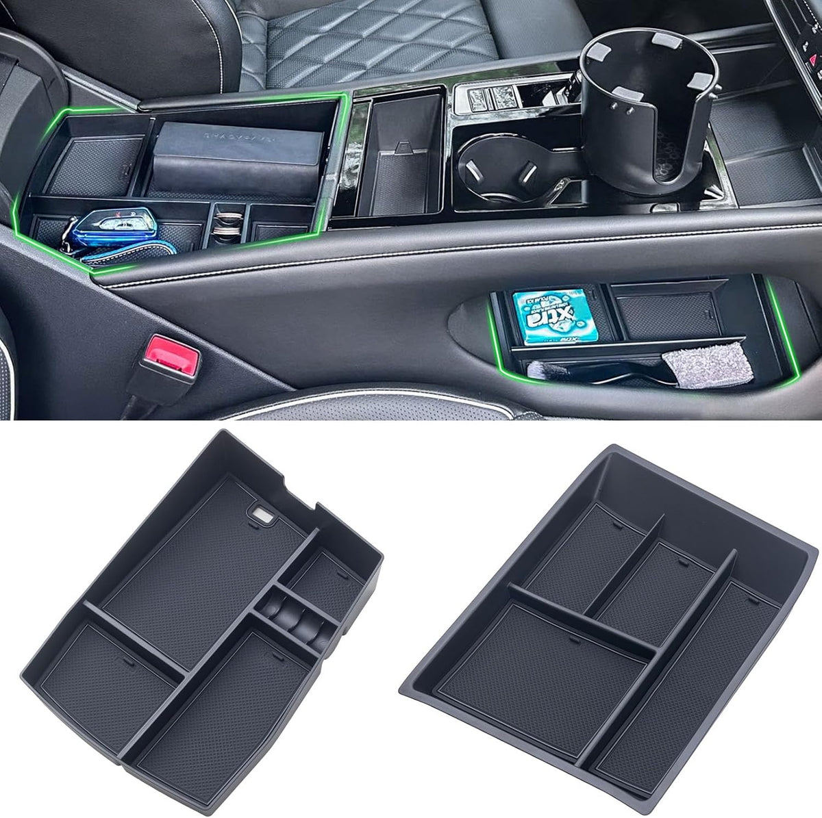TOPINSTALL 2PCS Console Organizer for 2024-2026 VW Atlas/Atlas Cross Sport