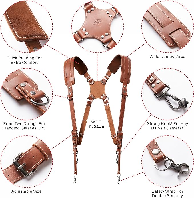 Padwa Lifestyle Tan Dual Camera Harness Strap