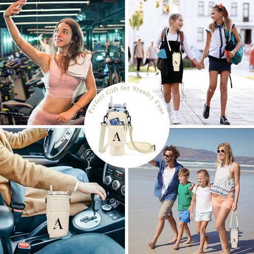 GOEWY Water Bottle Carrier Bag - Adjustable Neoprene Pouch for Stanley 40 oz Tumbler with Phone Pocket