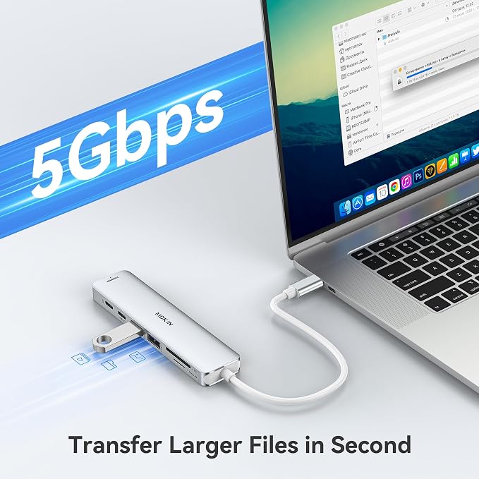 MOKiN 7 in 1 USB C Dongle with HDMI, microSD/SD Card Reader, Data Port