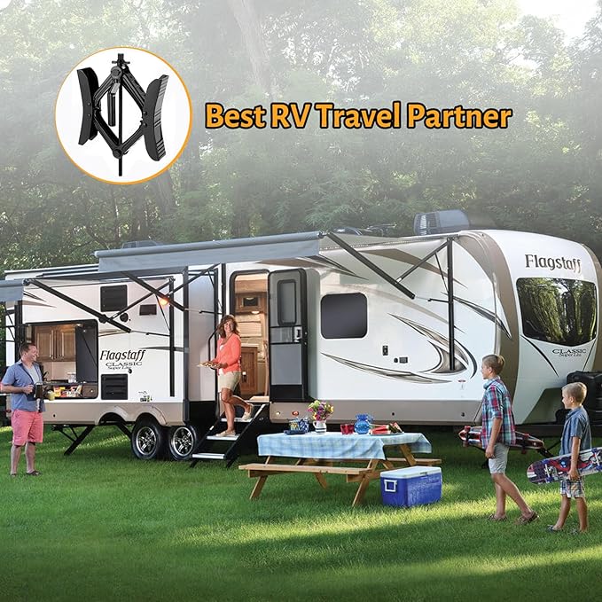 MYPIN Camper Wheel Chock Stabilizer, 2 Sets for RV Travel Trailer, with 8 Reflective Strips, Heavy Duty X-Shaped RV Stabilizer Wheel Chock Anti-Move Tire Wheel Chock