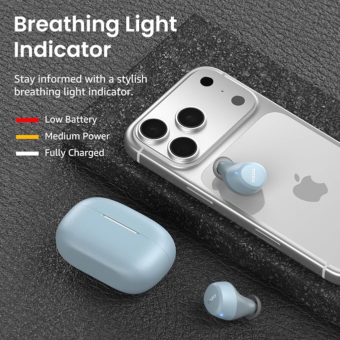 TOZO A1 Wireless Earbuds Bluetooth 5.3 Light Weight in Ear Headphones | IPX5 Waterproof, 2 Mics for AI Calls, Immersive Premium Sound Bass Ear buds with Charging Case, 32 Presets EQ via TOZO App