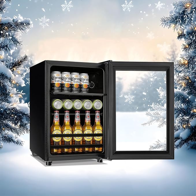 1.3 Cu.ft Beverage Refrigerator Drink Mini Fridge Refrigerator for Soda Beer or Cans Personal Beverage Cooler 7 Modes Temp Adjustable Shelves Suit for Home, Office, Dorm