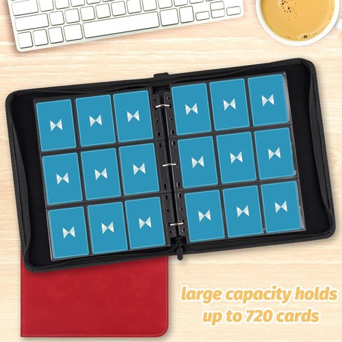 GERMUN 720 Card Binder - Premium 9 Pocket Double-Sided Album for MTG, TCG & Sports Cards | Red