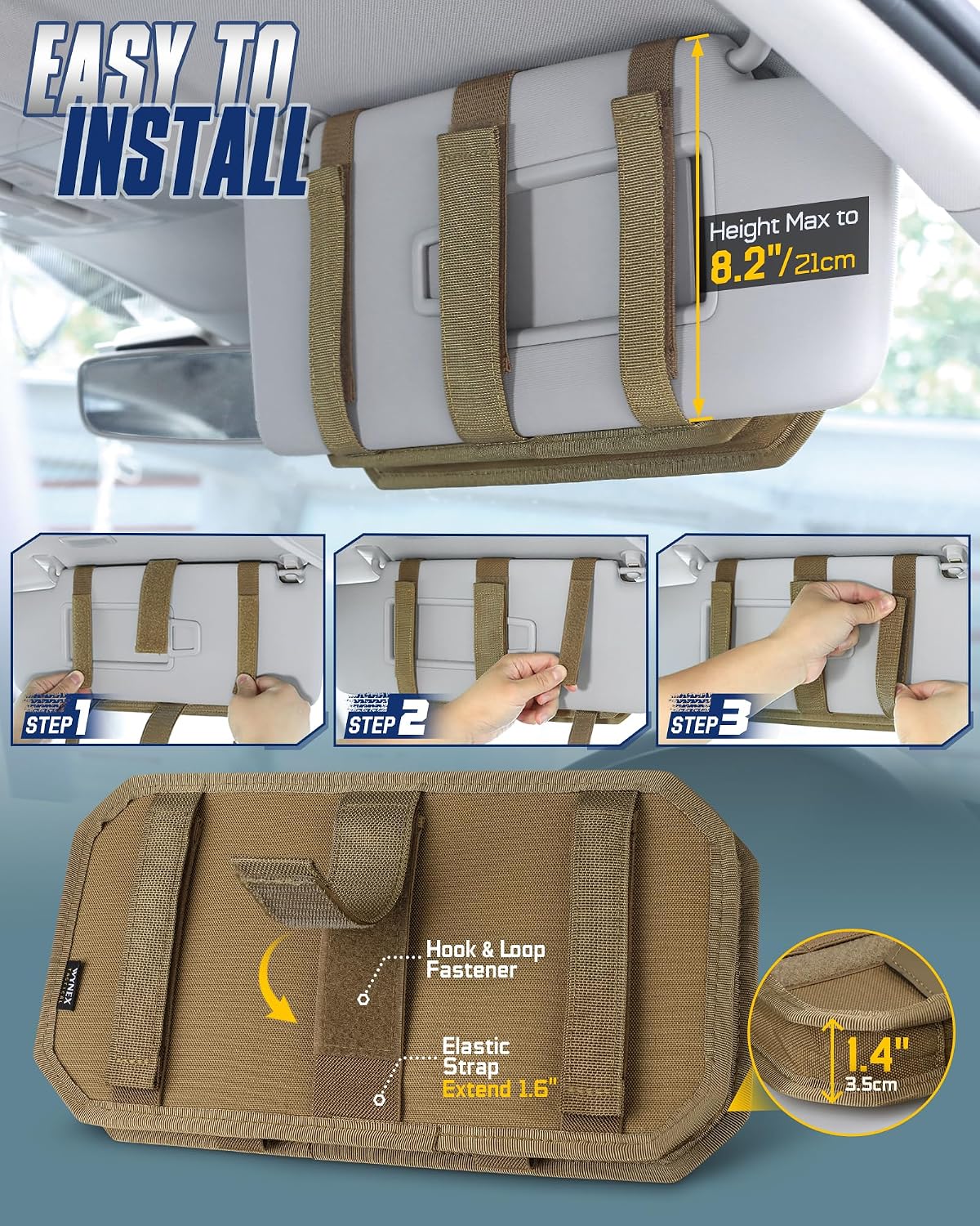 WYNEX Molle Car Sun Visor Organizer, Fits Most Cars Trucks Pickups Patrols
