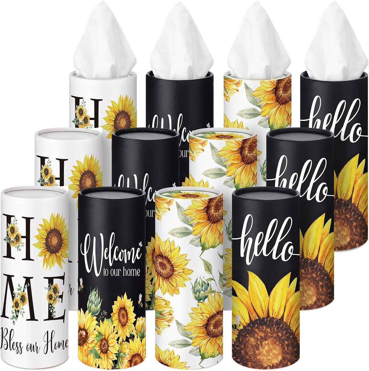 Fourluoo 12 Pack Flamingo Tissue Cylinder Holder Bulk with 3 Ply Facial Tissues Flower Flamingo Round Napkin Holders Cylinder Colorful Travel Paper Tubes Bulk Napkin for Summer Travel Bathroom Decor
