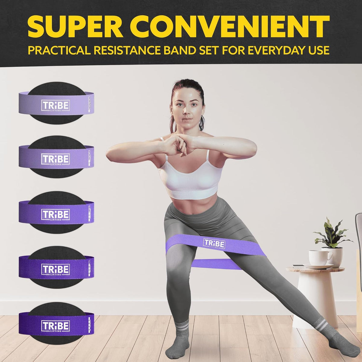 Tribe Lifting Fabric Resistance Bands - 5-Piece Set for Legs & Glutes | Durable Booty Bands for All Fitness Levels