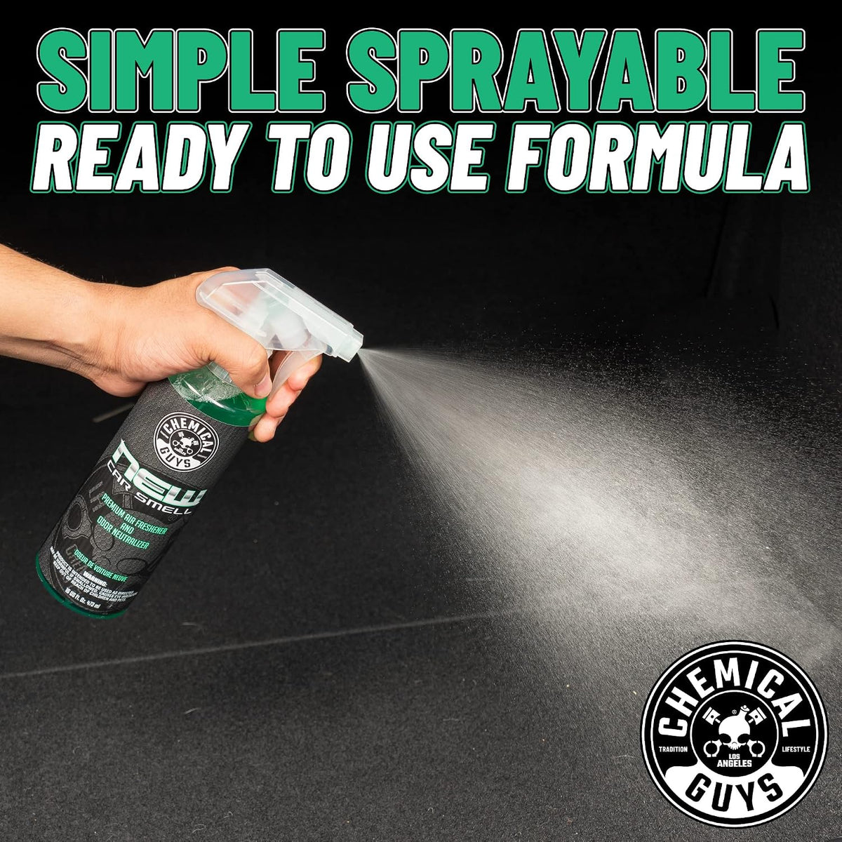 Chemical Guys, New Car Smell Air Freshener & Odor Neutralizer Spray, 16 oz | Refreshes interiors with a new car scent while neutralizing odors, adjustable spray strength for any vehicle