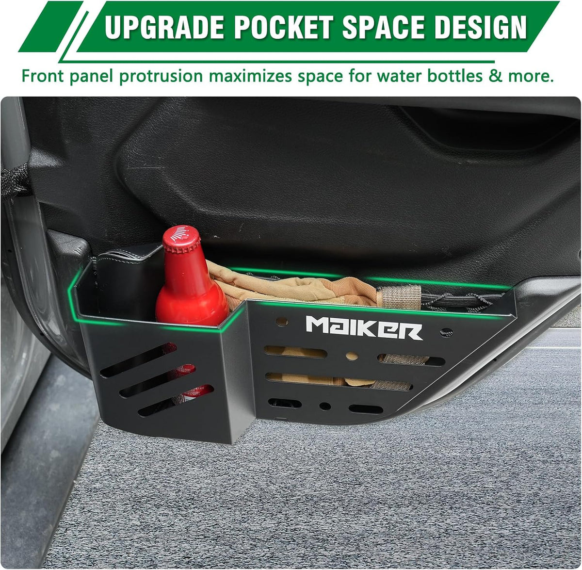 MAIKER Metal Rear Door Pocket Storage Box Compatible with 2018-2024 Jeep Wrangler JL JLU 4XE & 2020-2024 Gladiator JT, Molle Panels Door Organizer Replaces Sagging Nets, 2PCS