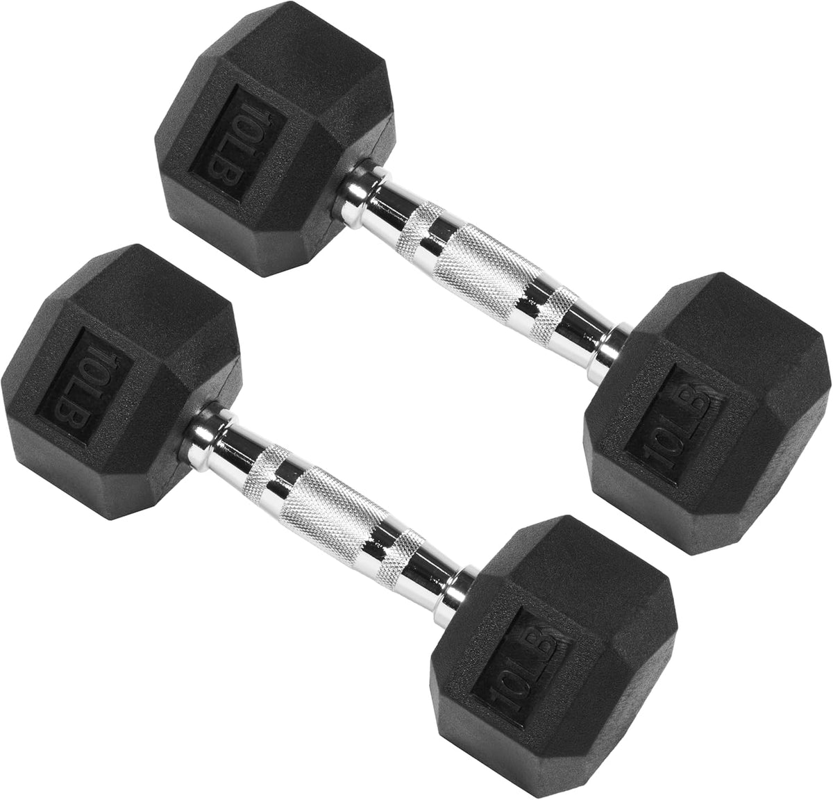 Signature Fitness Rubber Coated Hex Dumbbells - Versatile Hand Weights for Home Gym | 5-50 lbs Pairs