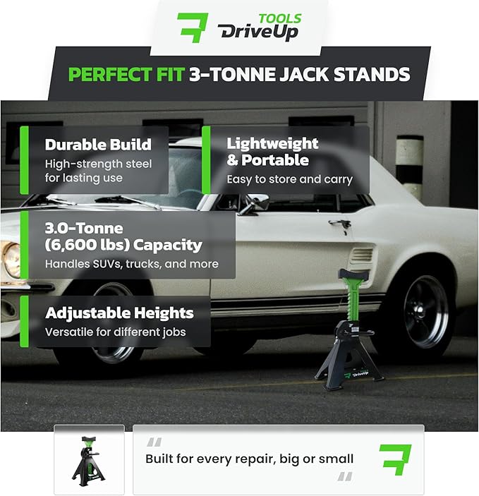 Jack Stands 3 tons | Adjustable Floor Jackstands Pack of 2 | Extended Lifting Height 11,6-17 inches | Automotive Lift | Car Stands 3 ton (6,600lbs)