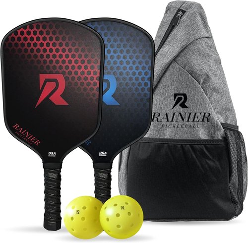 Fiberglass Pickleball Paddles Set of 2 - USAPA Approved | Includes 2 Rackets, 2 Balls & Sling Bag