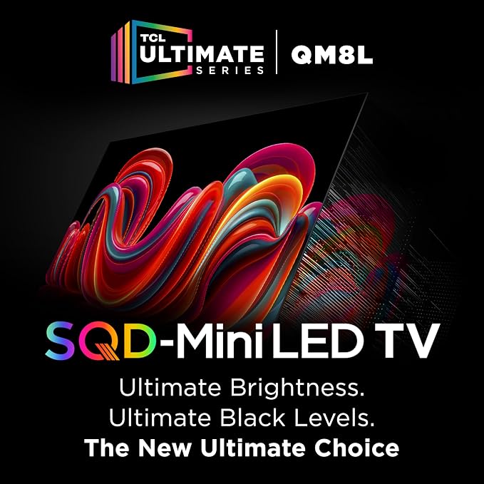 TCL 65 Inch Class QM8L Series | SQD-Mini-LED QLED Smart TV | 65QM8L, 2026 Model | 144Hz | Ultimate Color Brightness & Contrast | Google AI Bang & Olufsen | Voice Control Gaming Streaming Television
