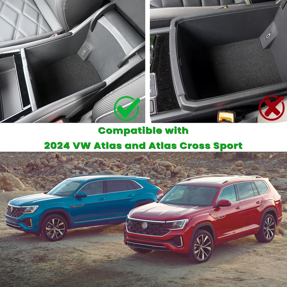 Center Console Organizer for 2024-2026 VW Atlas/Cross Sport