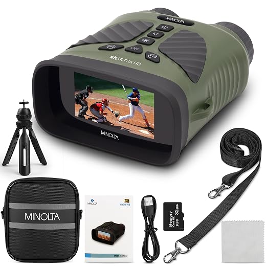 Minolta 10x25 Digital Night Vision Monocular w/Built-in 4K HD Video Camera