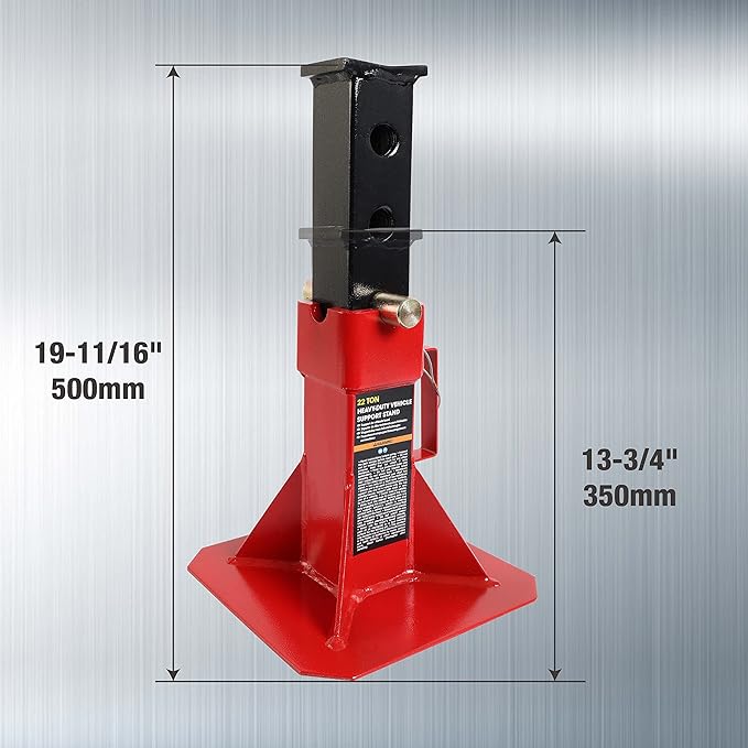 TCE ATZ220005U Torin Heavy Duty Car Jack Stand with Lock, 22 Ton (44,000 lb) Capacity, Red, 1 Pair