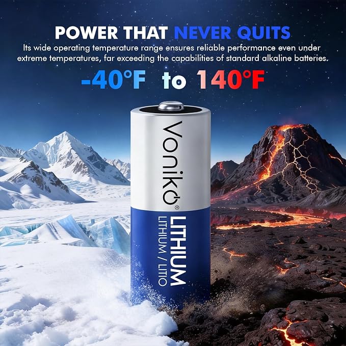 Voniko CR123A 3V Lithium Battery, High Capacity 123 Batteries, 3 Volt CR17345