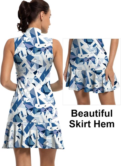 GGOV Tennis Dress - Women's Golf Dress with Sleeves, Inner Pocket & Zip-Up Collar | Athletic Wear