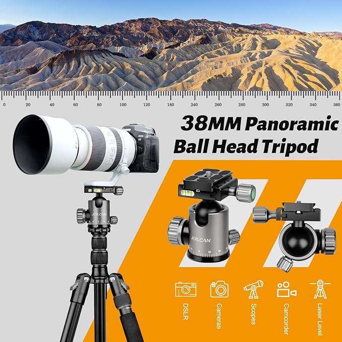 JOILCAN Tripod for Camera, Heavy Duty Travel Tripods for Spotting Scope