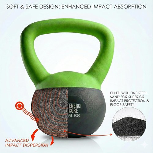 ENERGI CORE Kettlebell - Sand-Filled Weight for Home Gym & Strength Training - Portable for All Fitness Levels