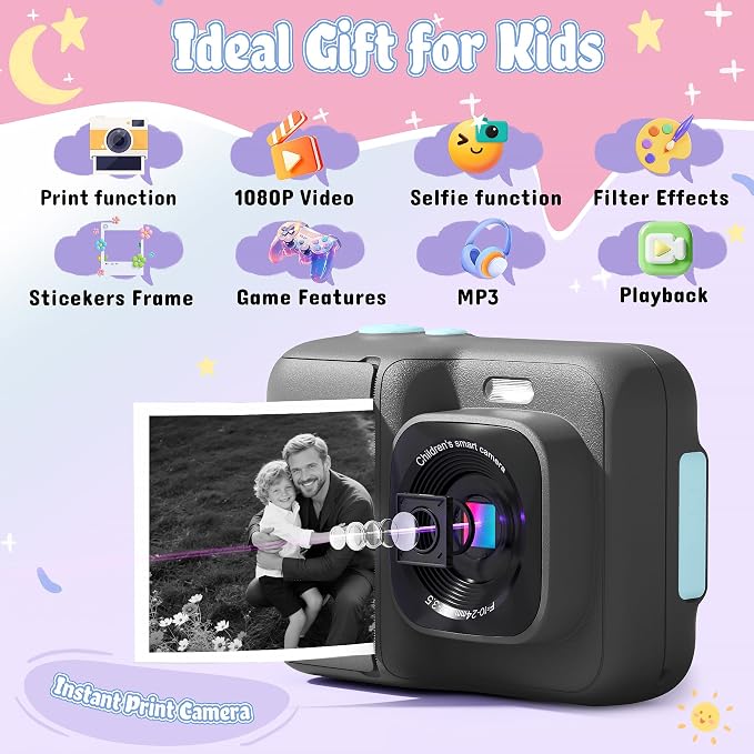 Kids Camera, 1080P Instant Digital Print Camera