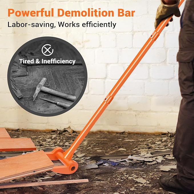48" Pallet Buster, 110 Degree Decking Pry Bar, Heavy Duty Carbon Steel Deck Board Removal Tool for Deck, Pallet, Standing Hardwood Board Demolition Without Lower Back Pain & Knee Pain (Orange)