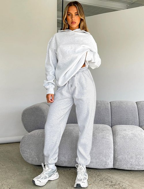 Cyenaly Barrel Sweatpants Women High Waisted Sweat Pants Fall Clothes Casual Joggers Y2k Aesthetic Warm Trousers with Pockets Light Grey L