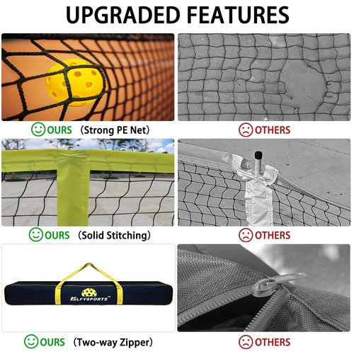 LFYSPORTS Pickleball Set with Net, Portable Indoor and Outdoor Net System with 4 Paddles for Driveway