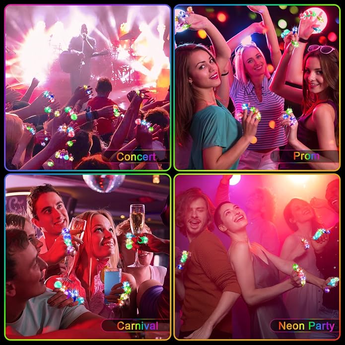 OLUPP Light Up Rings, Glow In The Dark Party Supplies, 6 Style Flashing Glow In
