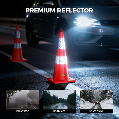 CAMMOO Traffic Cones - 28 Inch MUTCD-Compliant Orange Safety Cones with Reflective Collar & Caution Tape