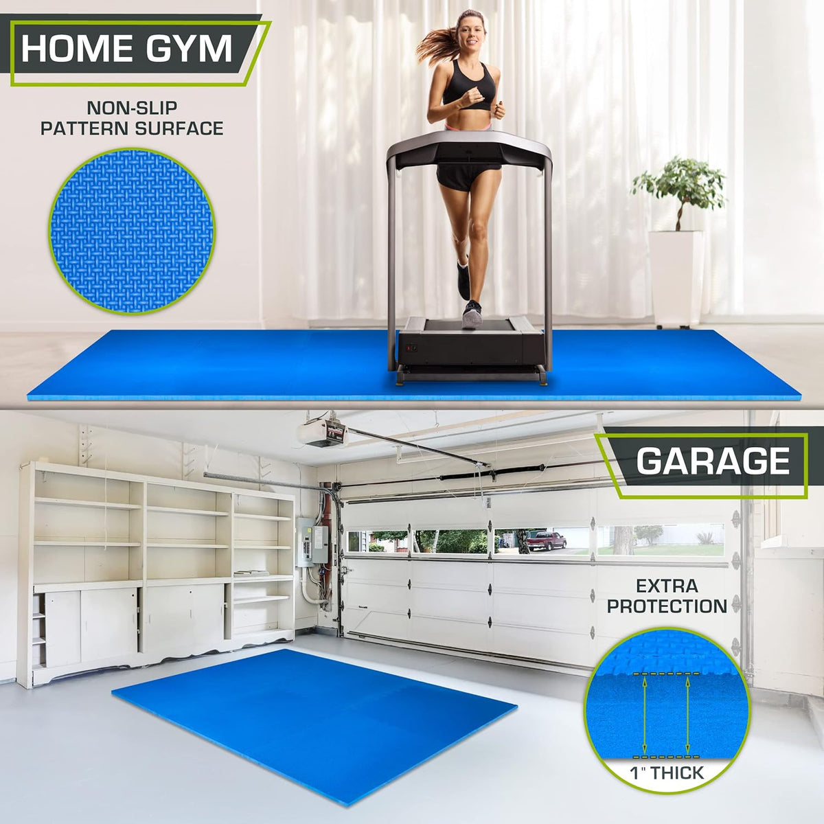 ProsourceFit Extra Thick Puzzle Exercise Mat - Cushioned EVA Foam Interlocking Tiles | Blue 3-Pack for Home & Gym