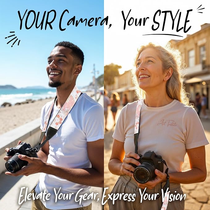 Art Tribute Camera Strap, Vintage Embroidered Neck Shoulder & Crossbody Camera