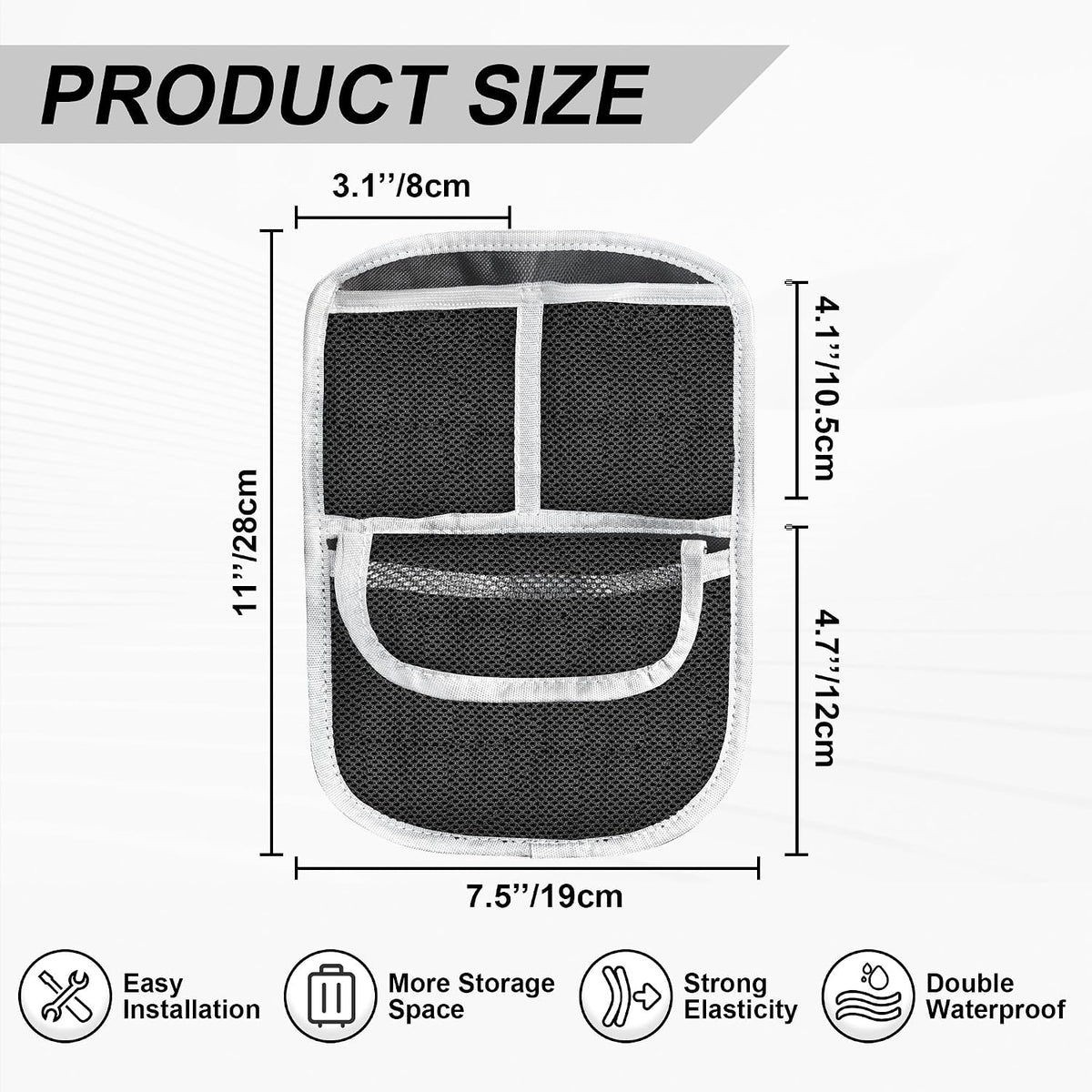Front Trunk Lid Storage Organizer Fit for Can-Am Ryker 600 900 / Rally Edition/Sport（2015-2025) | Removable 3-Pocket Storage Bag (White String)