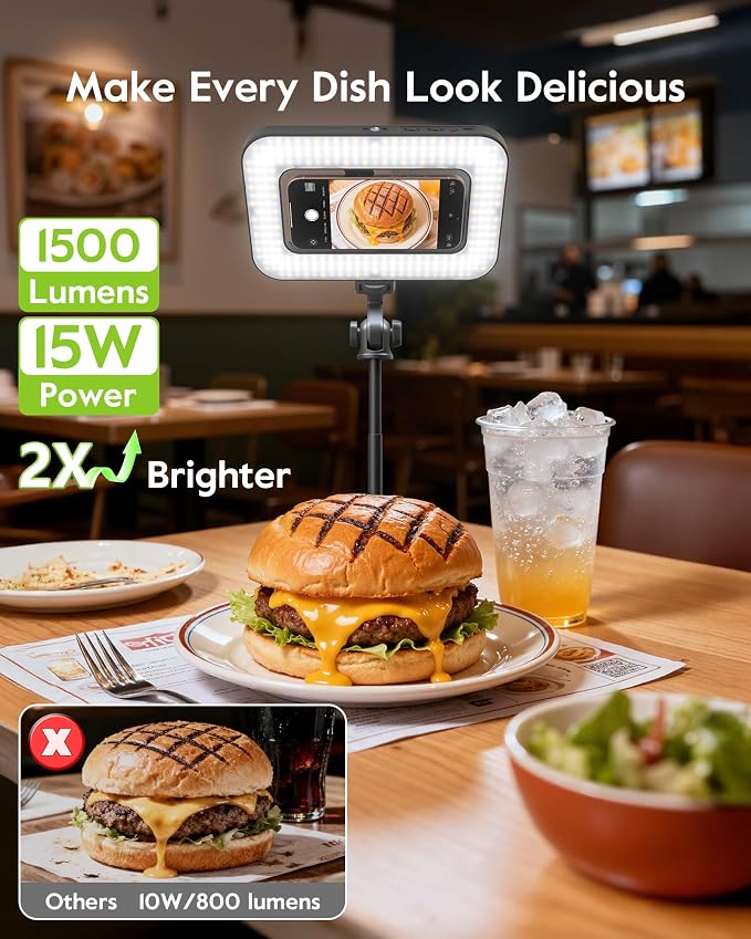 Tripod for iPhone with Light, Portable 15W Ring Light with Stand and Phone